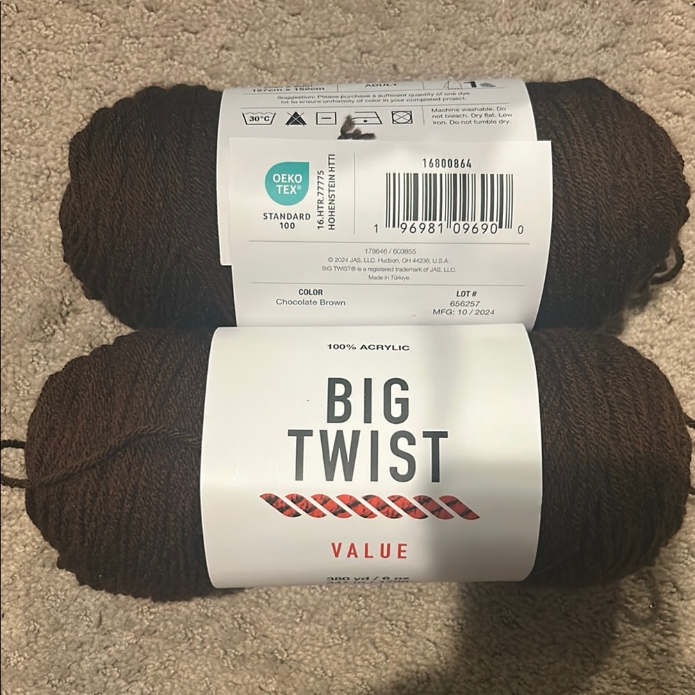 Dark Brown Yarn Medium Weight